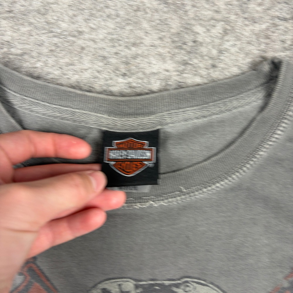 Vintage Y2K Harley Davidson Graphic T-Shirt Mens XL Gray Distressed Faded Biker - Picture 8 of 15